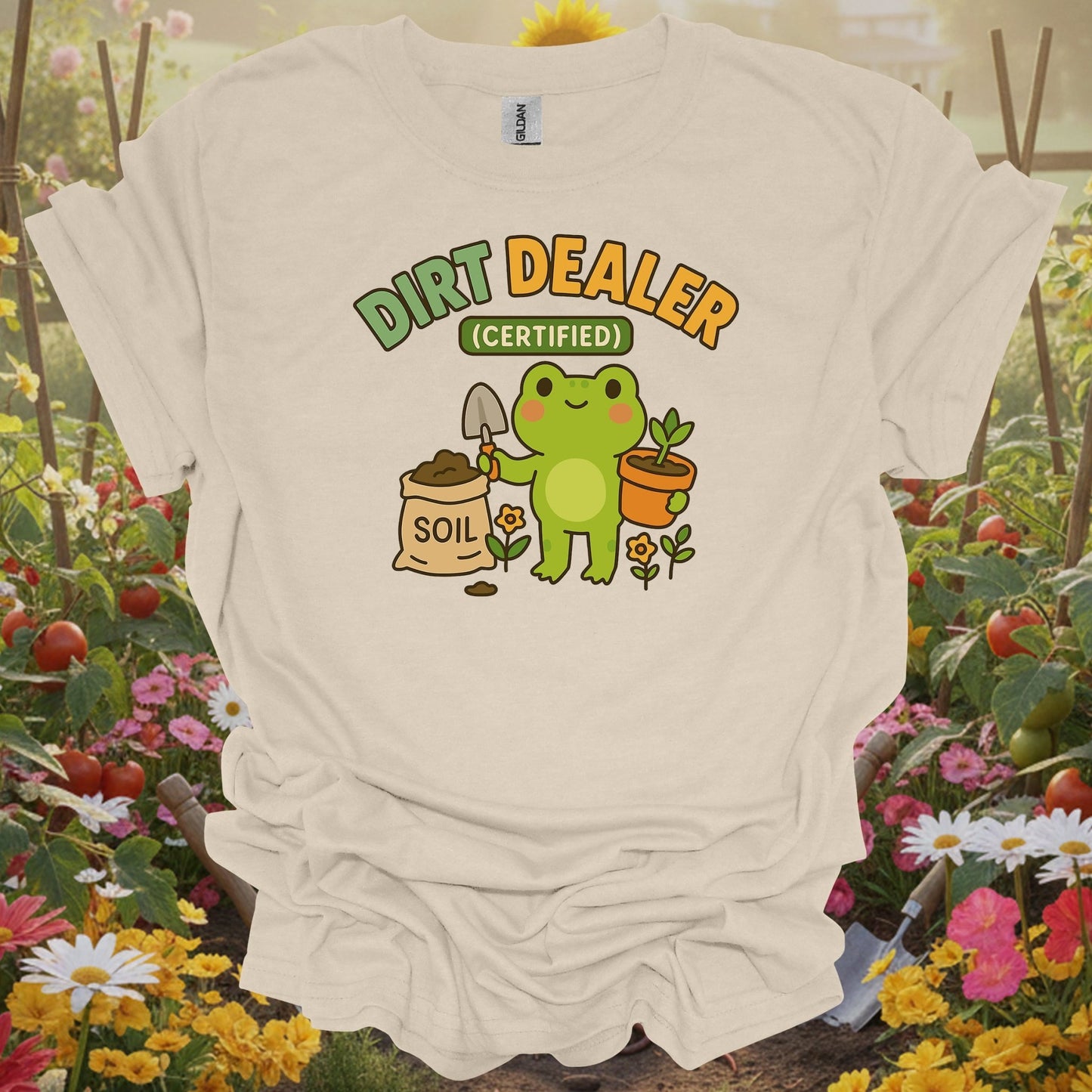 Certified Dirt Dealer Funny Frog Gardener T-Shirt - GardeningTshirts