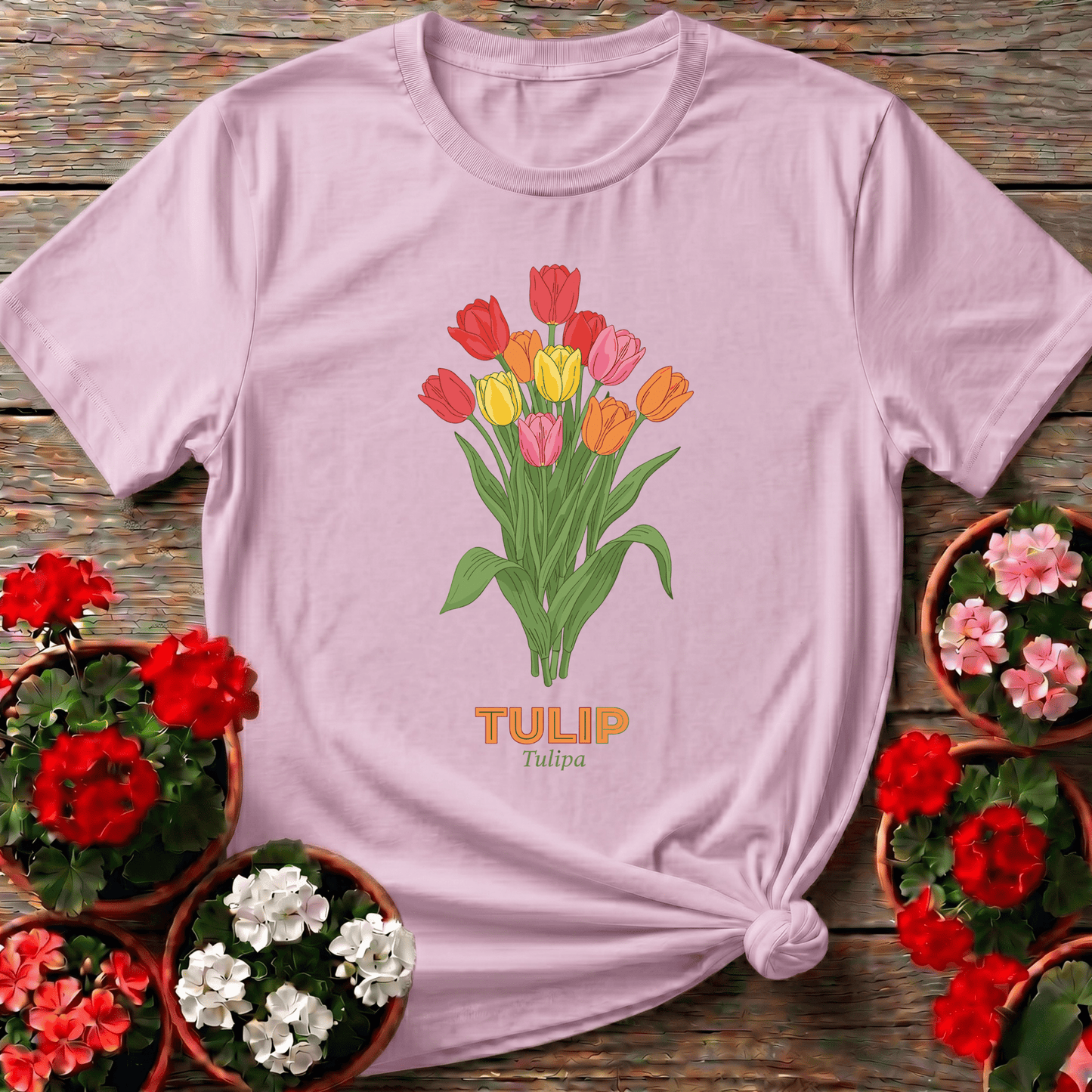 Colorful Tulip Bouquet Gardening Tee for Flower Lovers - GardeningTshirts