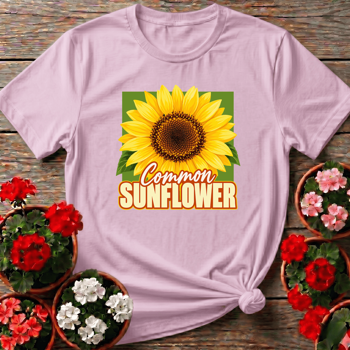 Light Pink cottagecore sunflower gardening apparel "Common Sunflower" for sunflower gift seekers