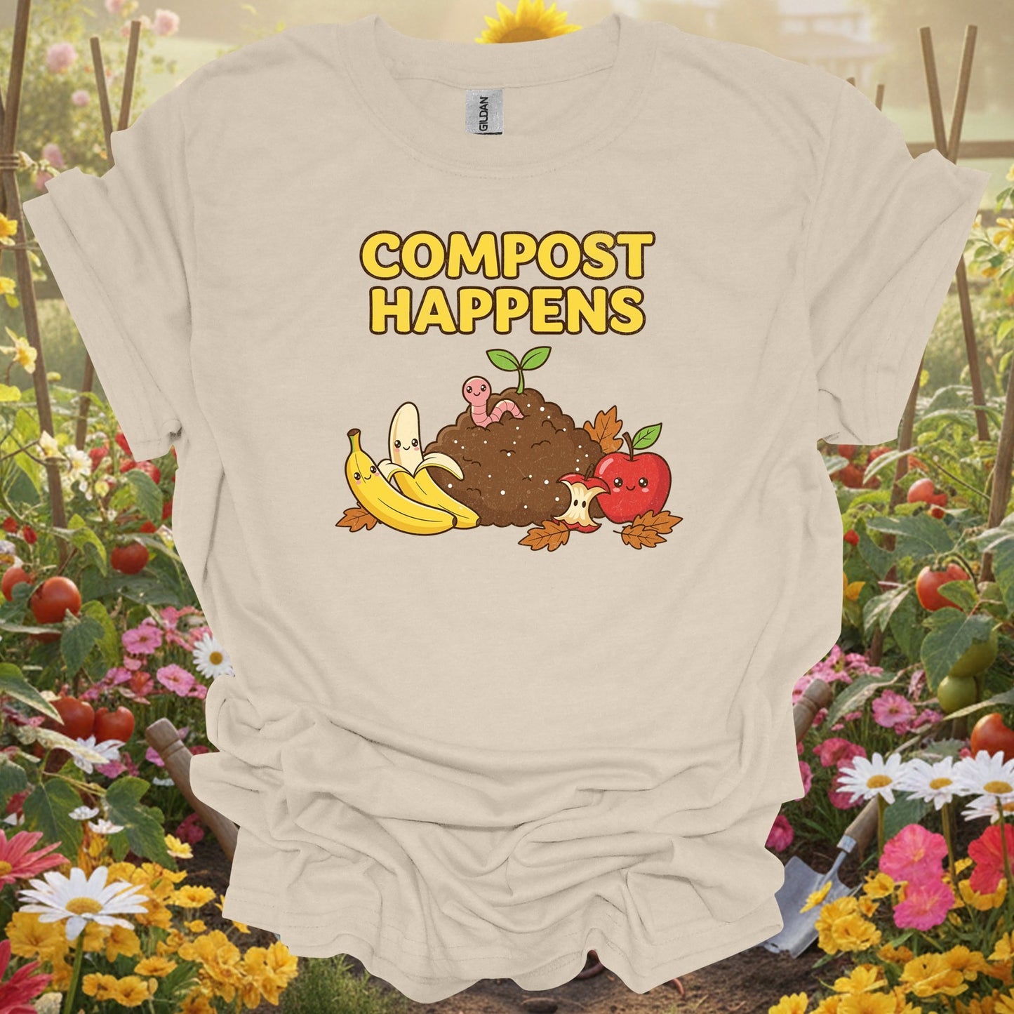 "Compost Happens" Funny Cute T-Shirt - GardeningTshirts