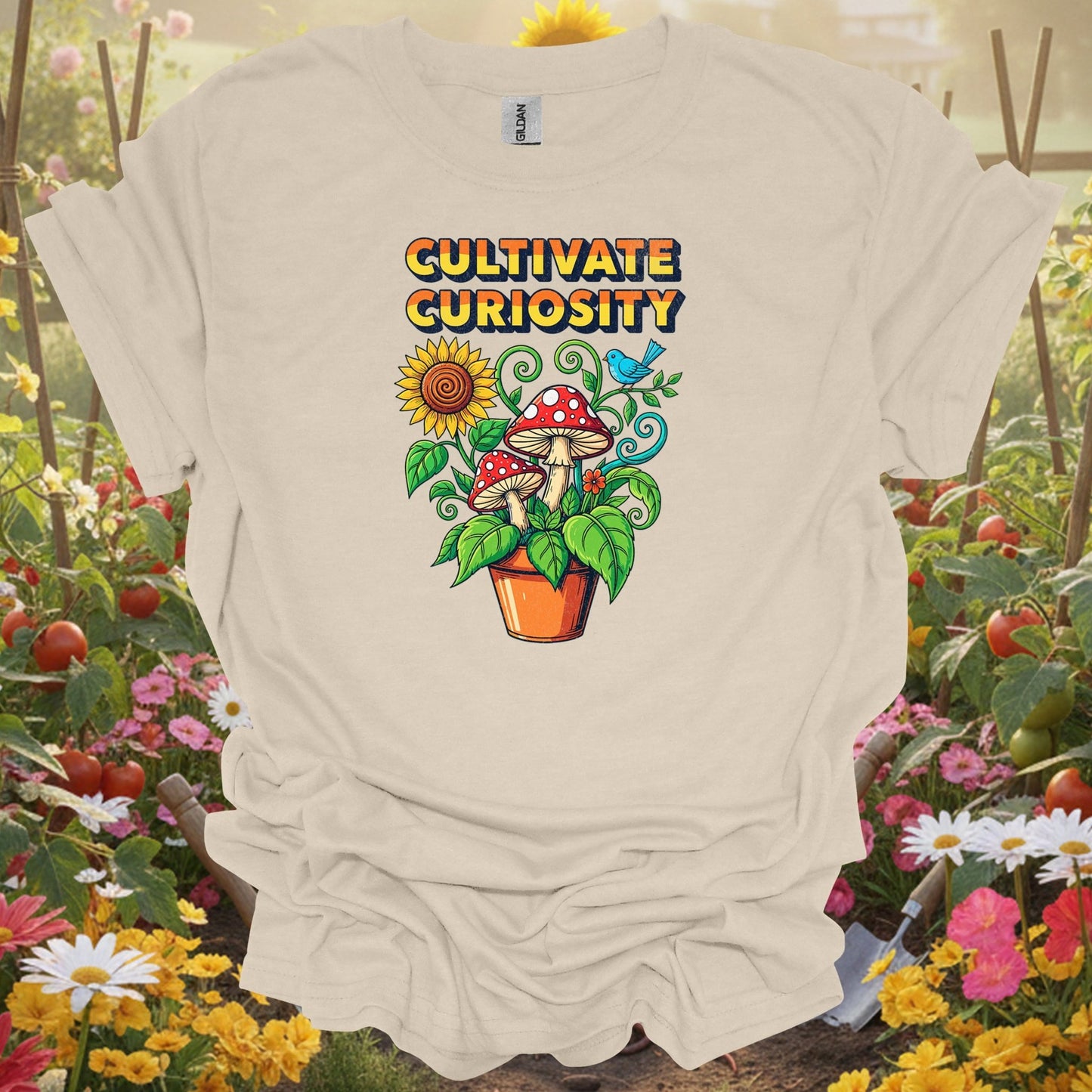 Cultivate Curiosity | Vintage Mushroom Botanical Apparel - GardeningTshirts