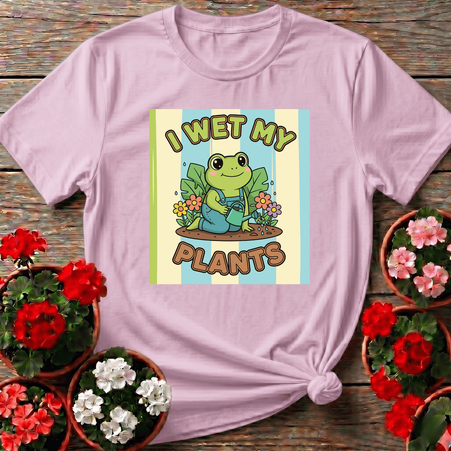 Cute Frog I Wet My Plants Funny Gardening T-Shirt - GardeningTshirts