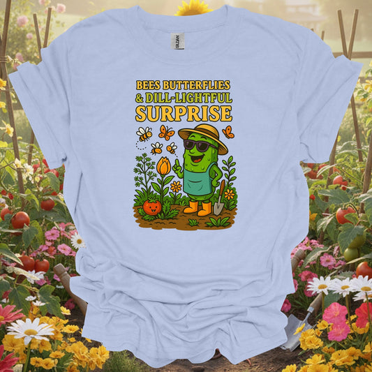 Light blue dill-lightful surprise funny pickle gardening shirt for pickle lovers, vegetable gardeners, pun enthusiasts, ho...