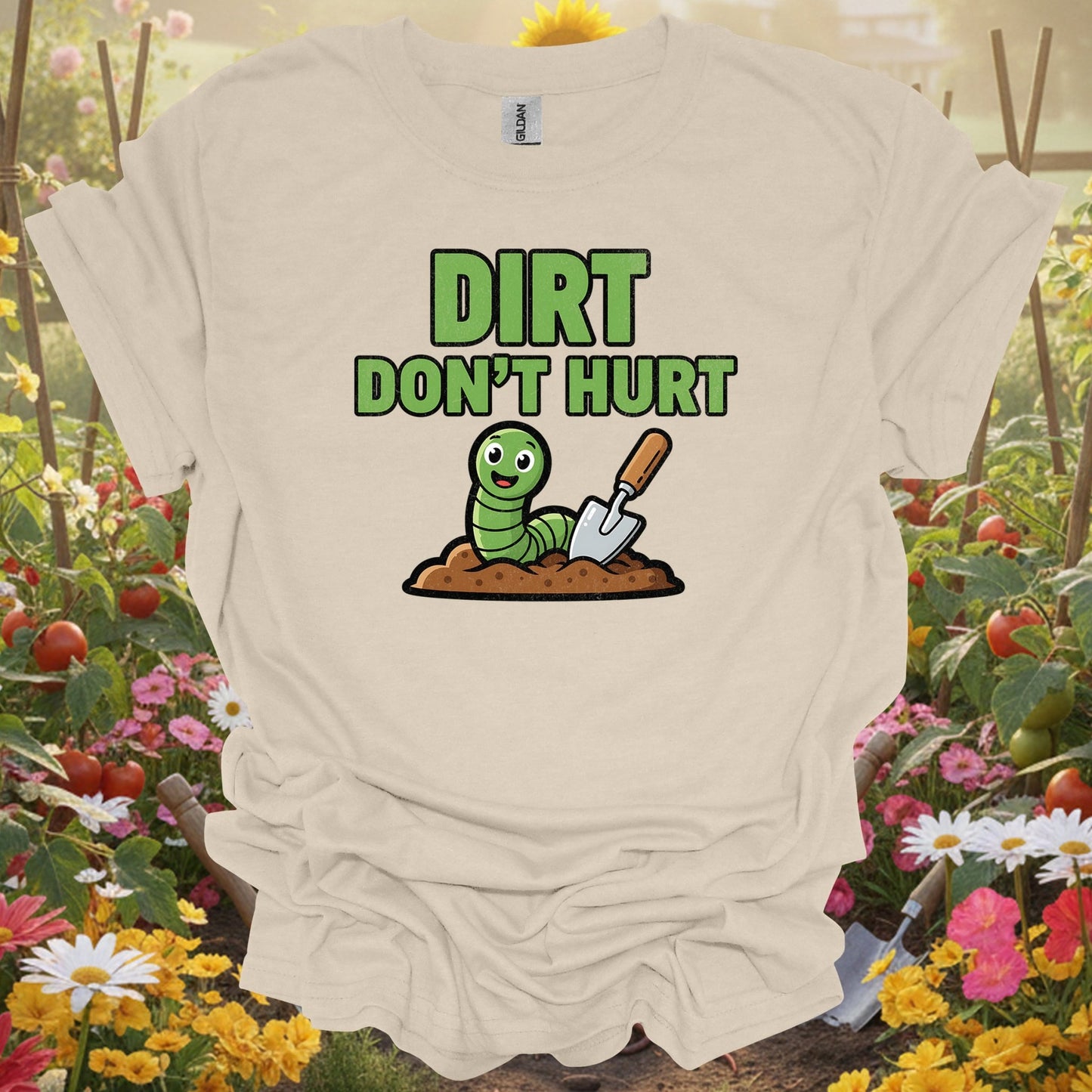 Natural tshirt showing dirt dont hurt funny earthworm for people who love plants