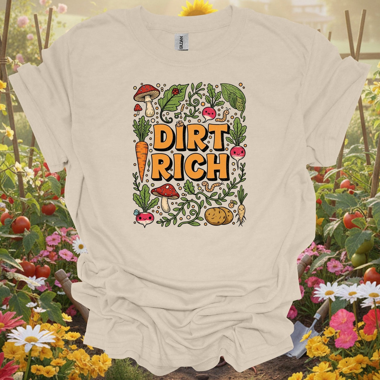 Natural tshirt showing dirt rich vintage style clever harvest for people who love plants
