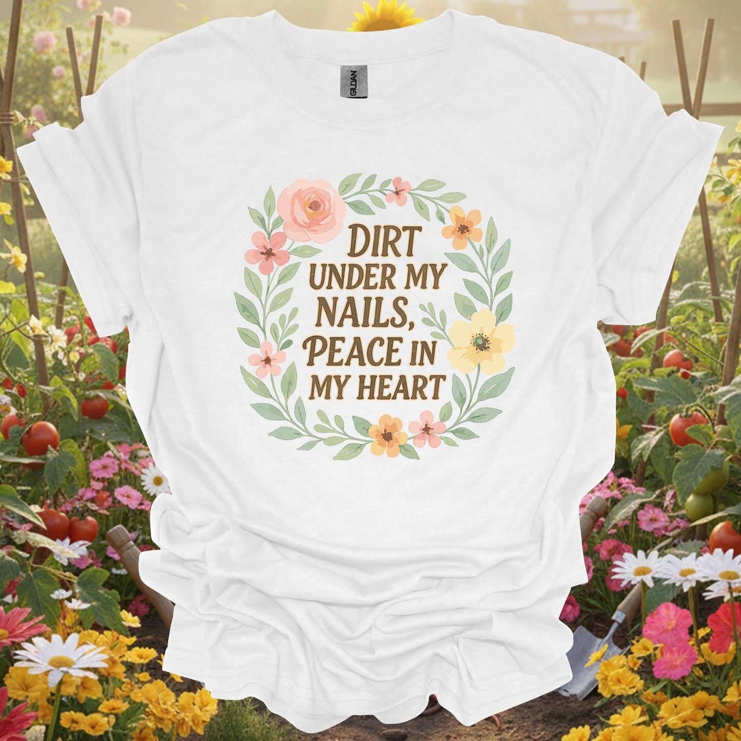 Dirt Under My Nails, Peace in My Heart Tee - GardeningTshirts