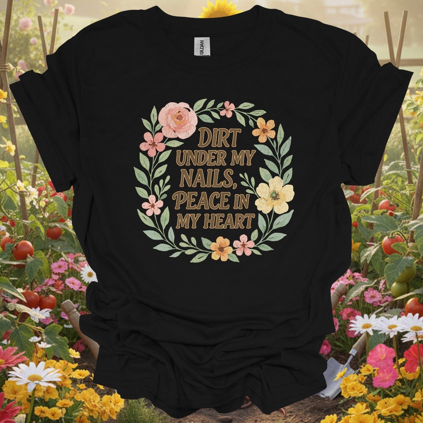 Dirt Under My Nails, Peace in My Heart Tee - GardeningTshirts