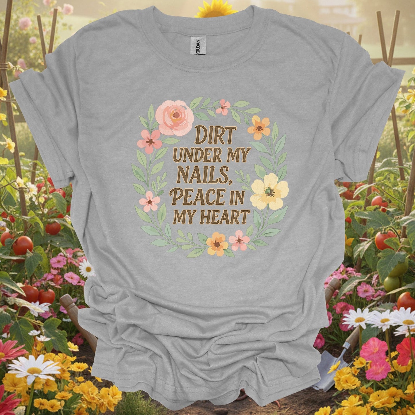 Dirt Under My Nails, Peace in My Heart Tee - GardeningTshirts