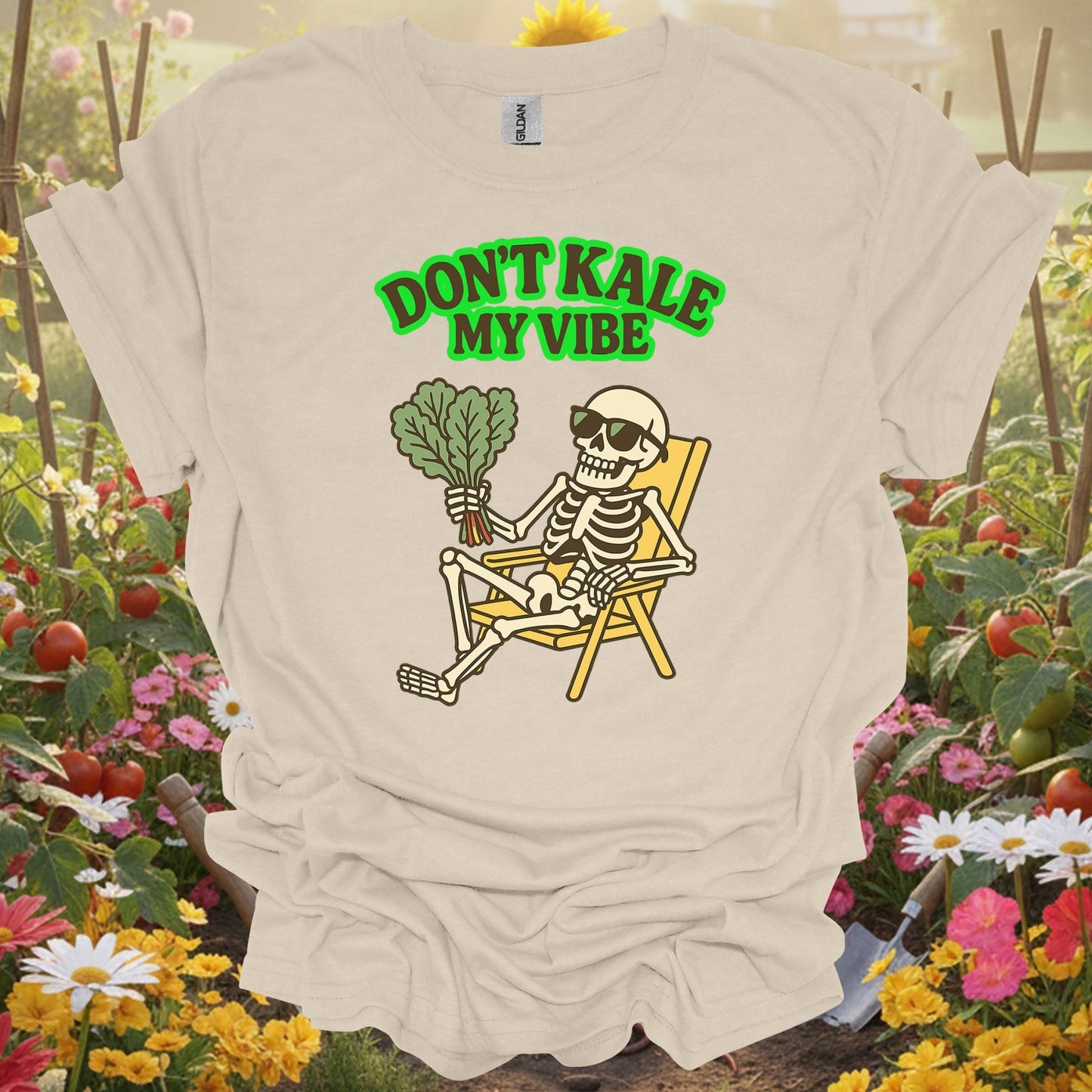 "Don't Kale My Vibe" Funny Skeleton T-Shirt - GardeningTshirts