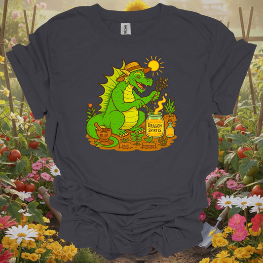 Charcoal tee showing dragon spirits funny herb gardener dragon for plant lovers