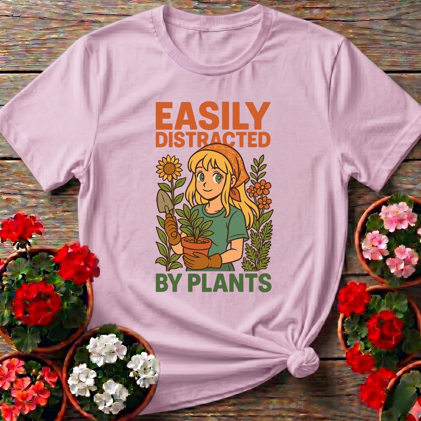 Easily Distracted By Plants Anime Gardener Tee - GardeningTshirts