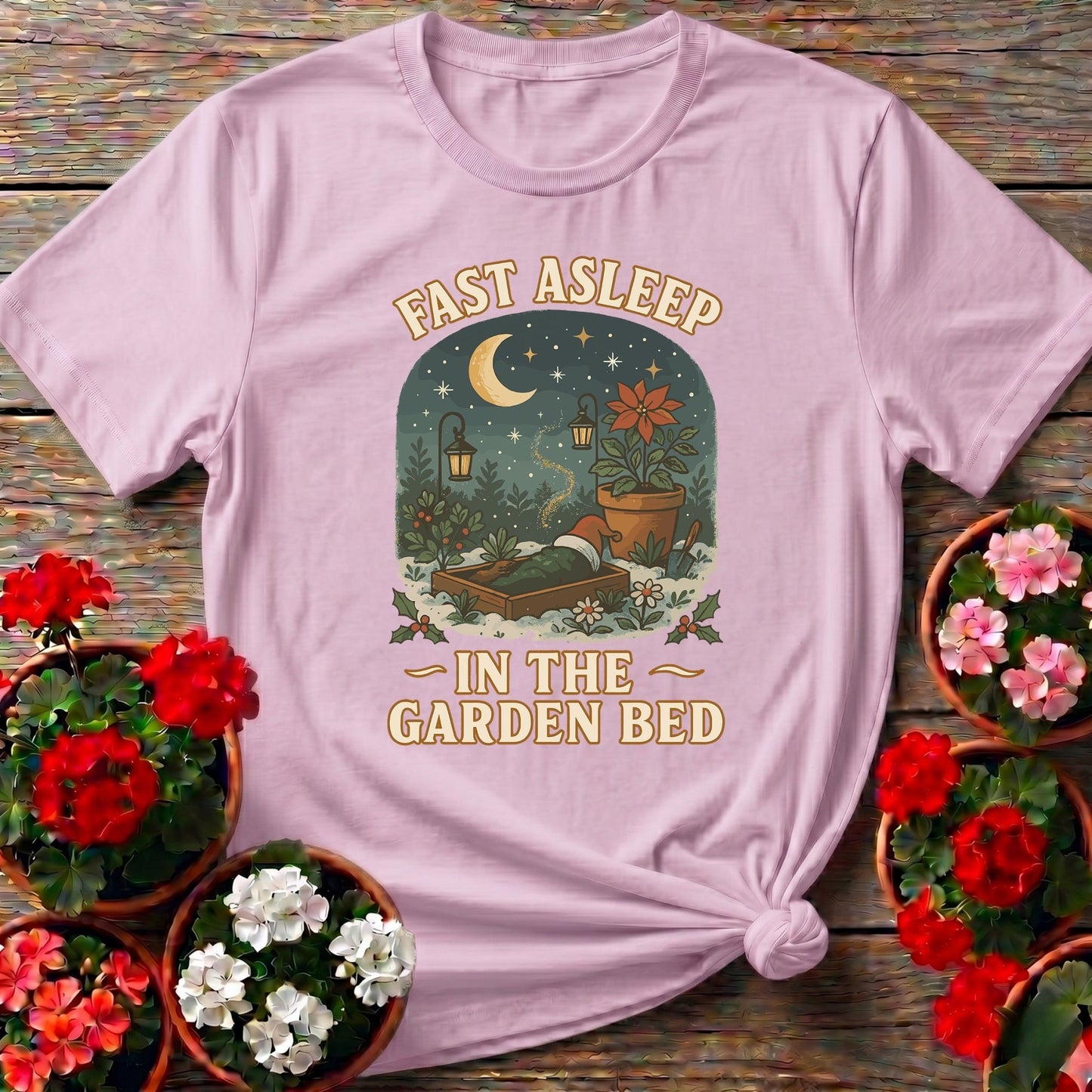 Fast Asleep In The Garden Bed Funny Christmas Tee - GardeningTshirts