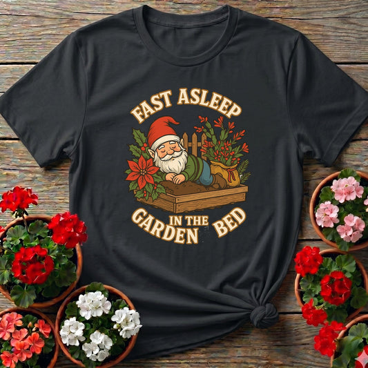 Fast Asleep In The Garden Bed Gnome Tee - GardeningTshirts
