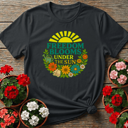 Freedom Blooms Under The Sun Retro T-shirt - GardeningTshirts