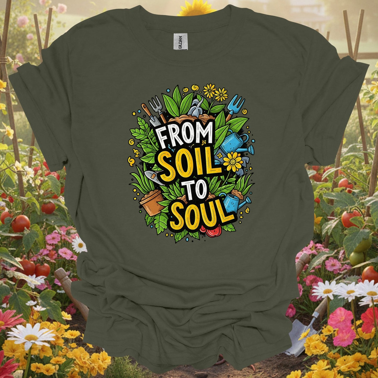 "From Soil To Soul" Inspirational Gardening T-Shirt - GardeningTshirts