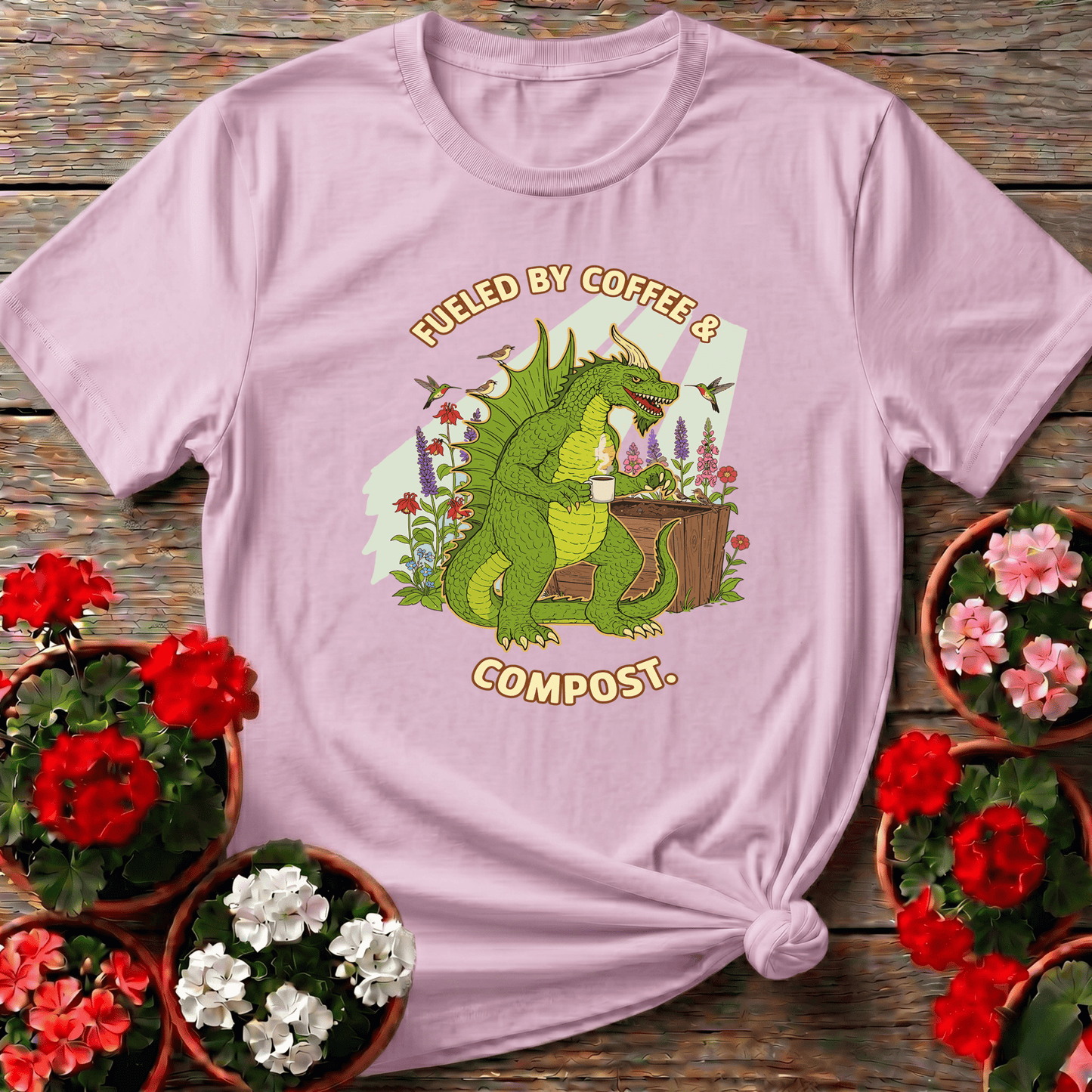 Fueled By Coffee and Compost Gardening Monster Tee - GardeningTshirts