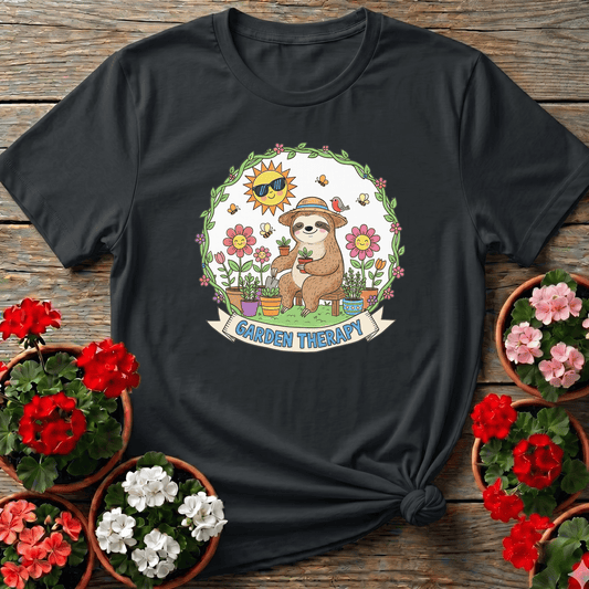 Garden Therapy Cute Sloth Gardener T-shirt - GardeningTshirts