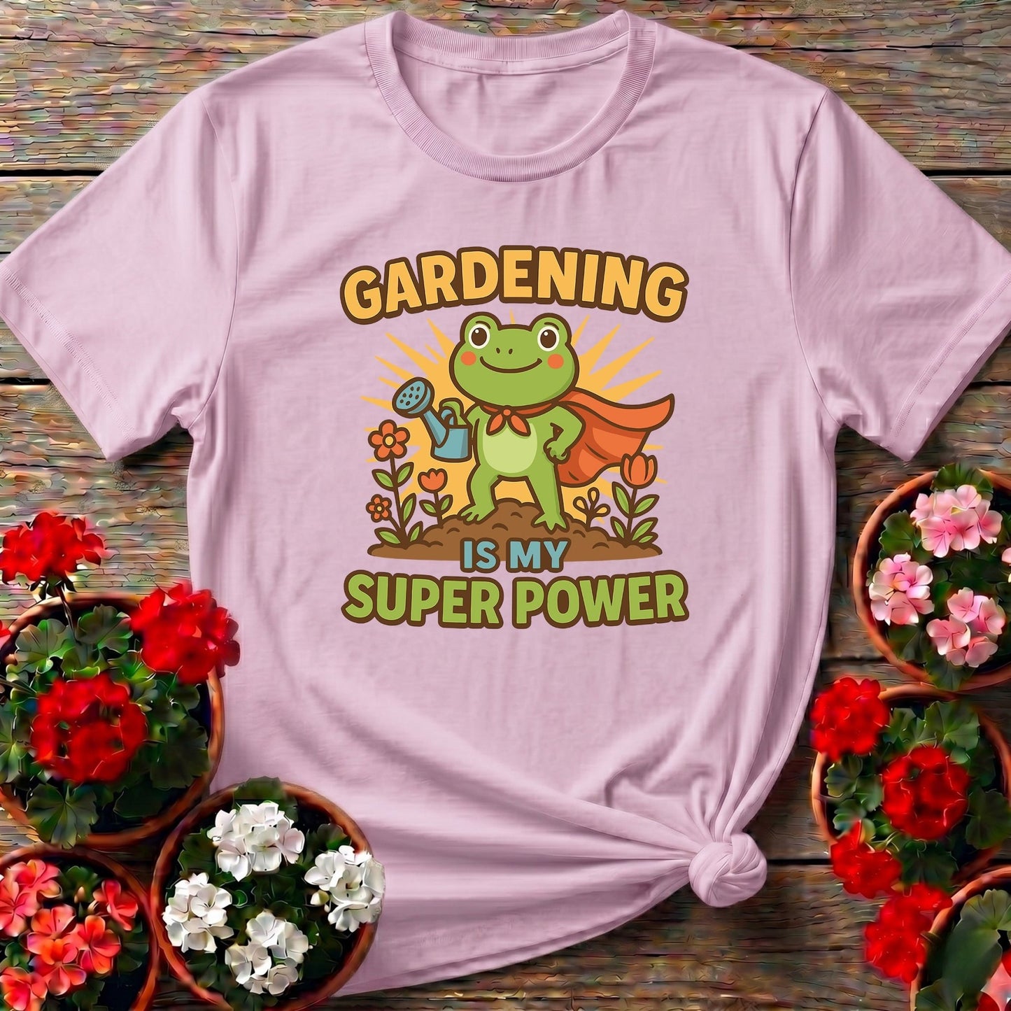 Gardening Is My Super Power Motivated Frog Tee - GardeningTshirts