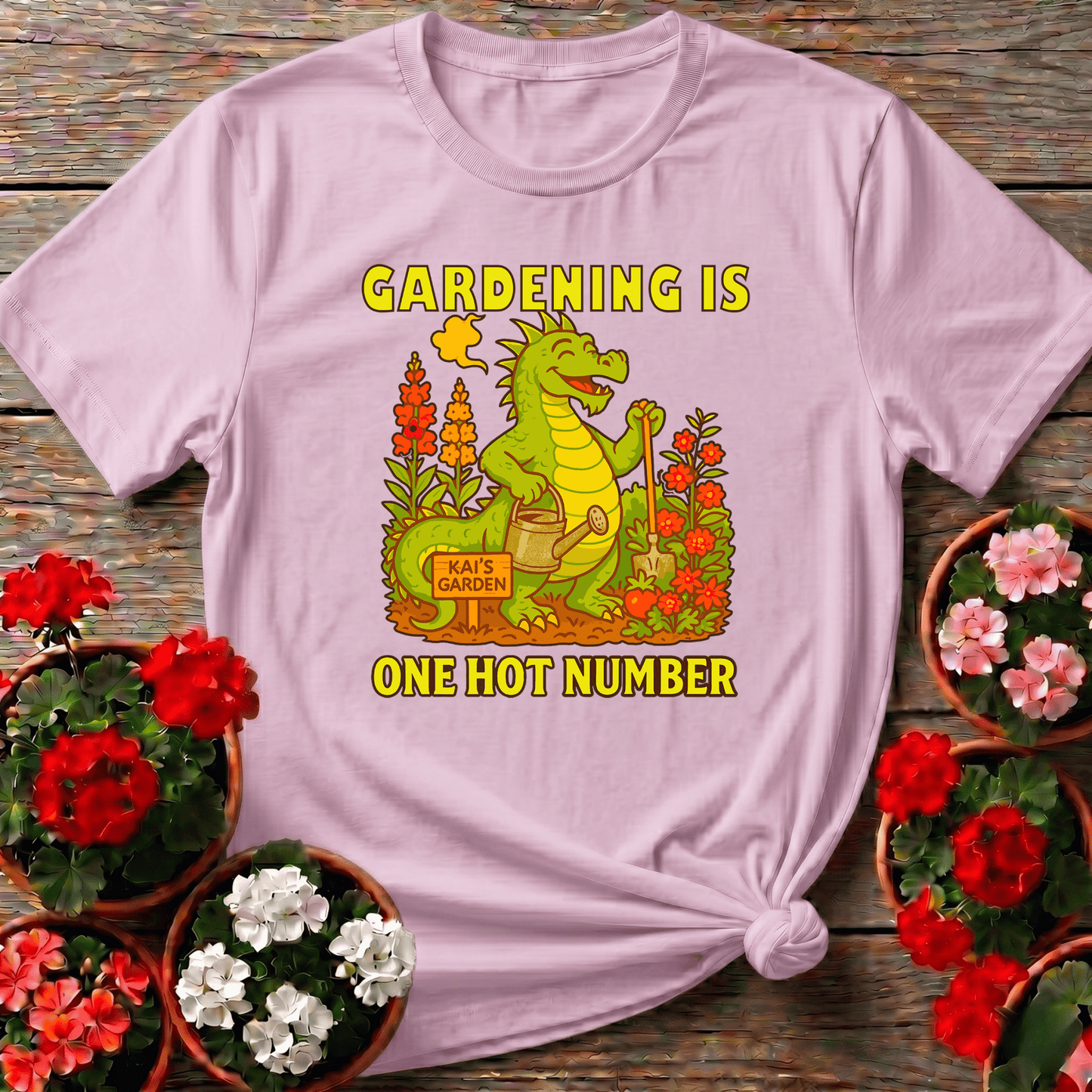 Gardening Is One Hot Number Funny Dragon Garden Tee - GardeningTshirts