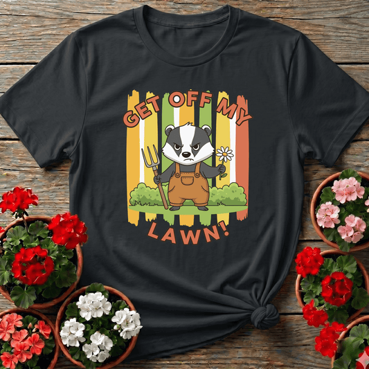Get Off My Lawn Angry Badger Gardening T-Shirt - GardeningTshirts