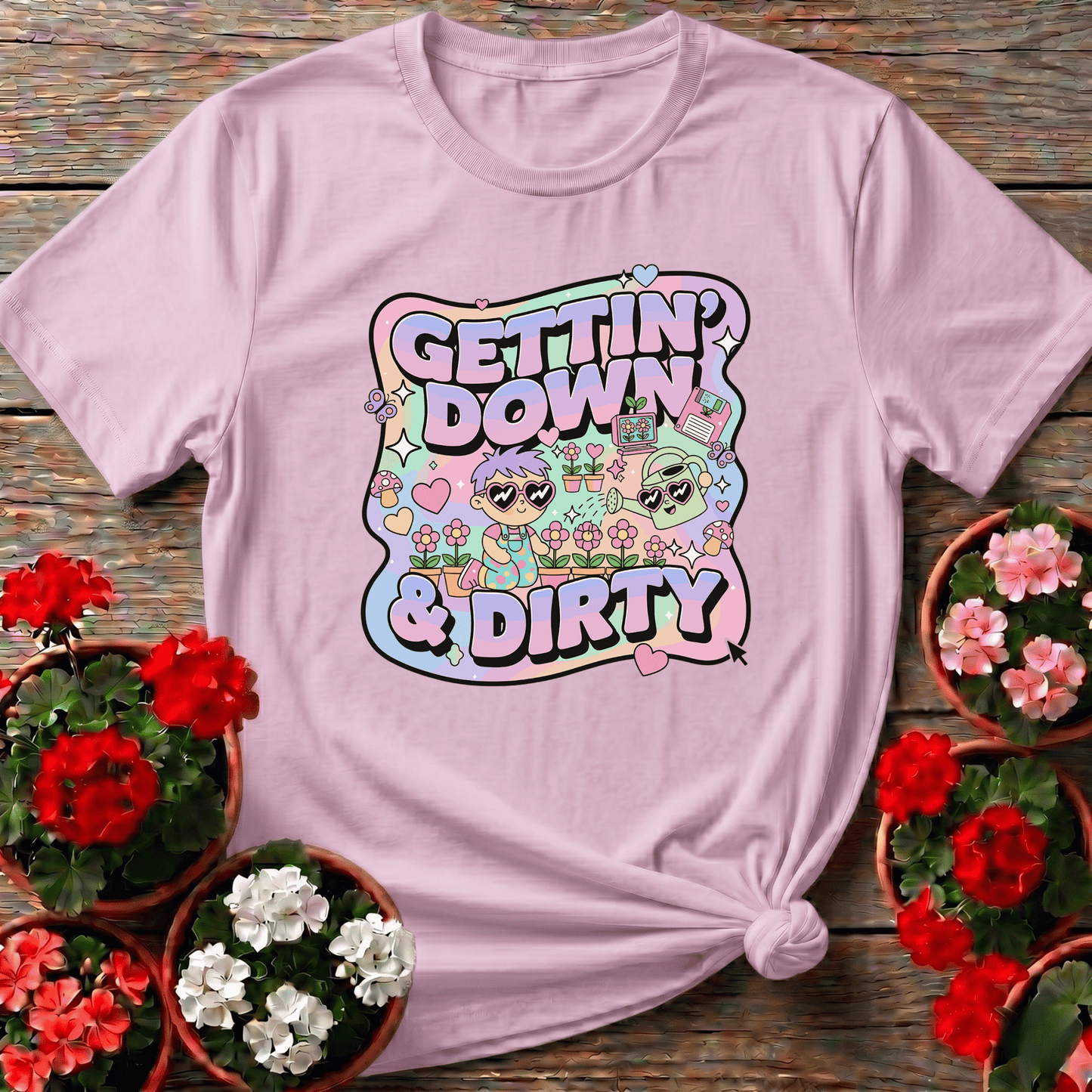 Gettin Down & Dirty Cute 90s Aesthetic T-shirt - GardeningTshirts