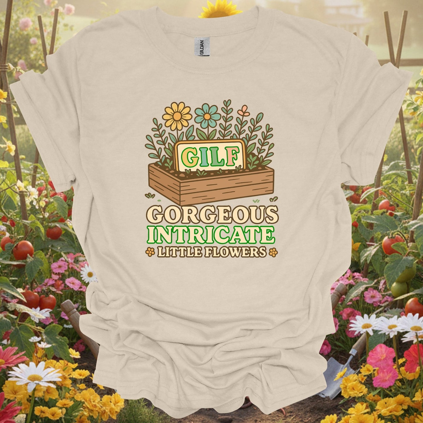 Natural tshirt showing gilf gorgeous intricate little flowers pun for people who love plants