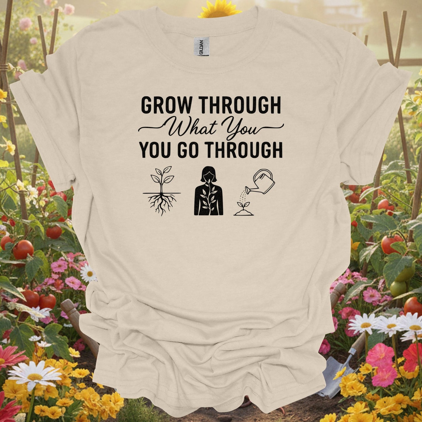 "Grow Through What You Go Through" Inspirational Gardening T-Shirt - GardeningTshirts