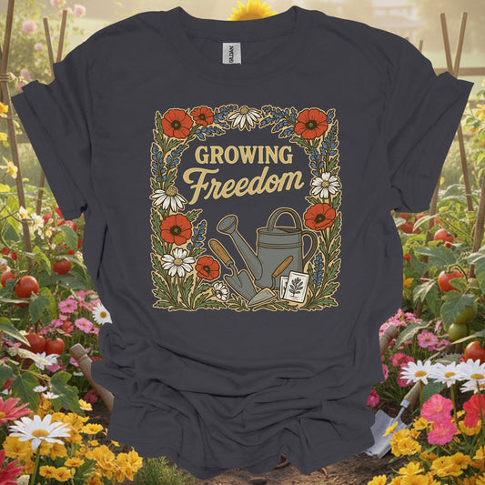 "Growing Freedom" Vintage Floral T-Shirt - GardeningTshirts