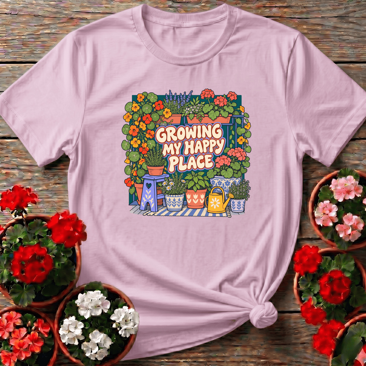 Growing My Happy Place Gardening T-Shirt - GardeningTshirts