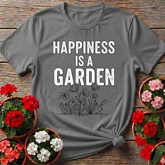 Happiness Is A Garden Line Art Tee - GardeningTshirts