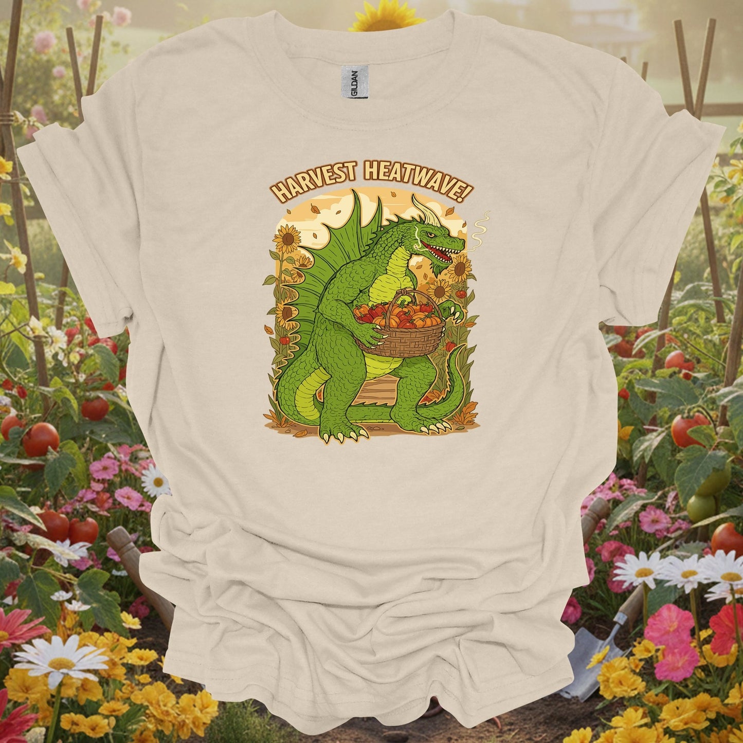 Natural tshirt showing harvest heatwave dragon gardener chili pepper for people who love plants