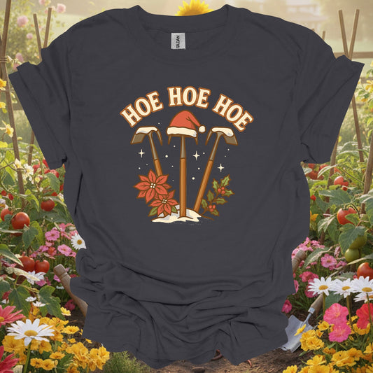 "Hoe Hoe Hoe" Funny Christmas Gardener T-Shirt - GardeningTshirts