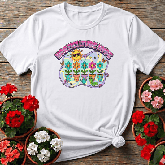Horticulture Hype Funky Retro Y2K Gardener Tee - GardeningTshirts