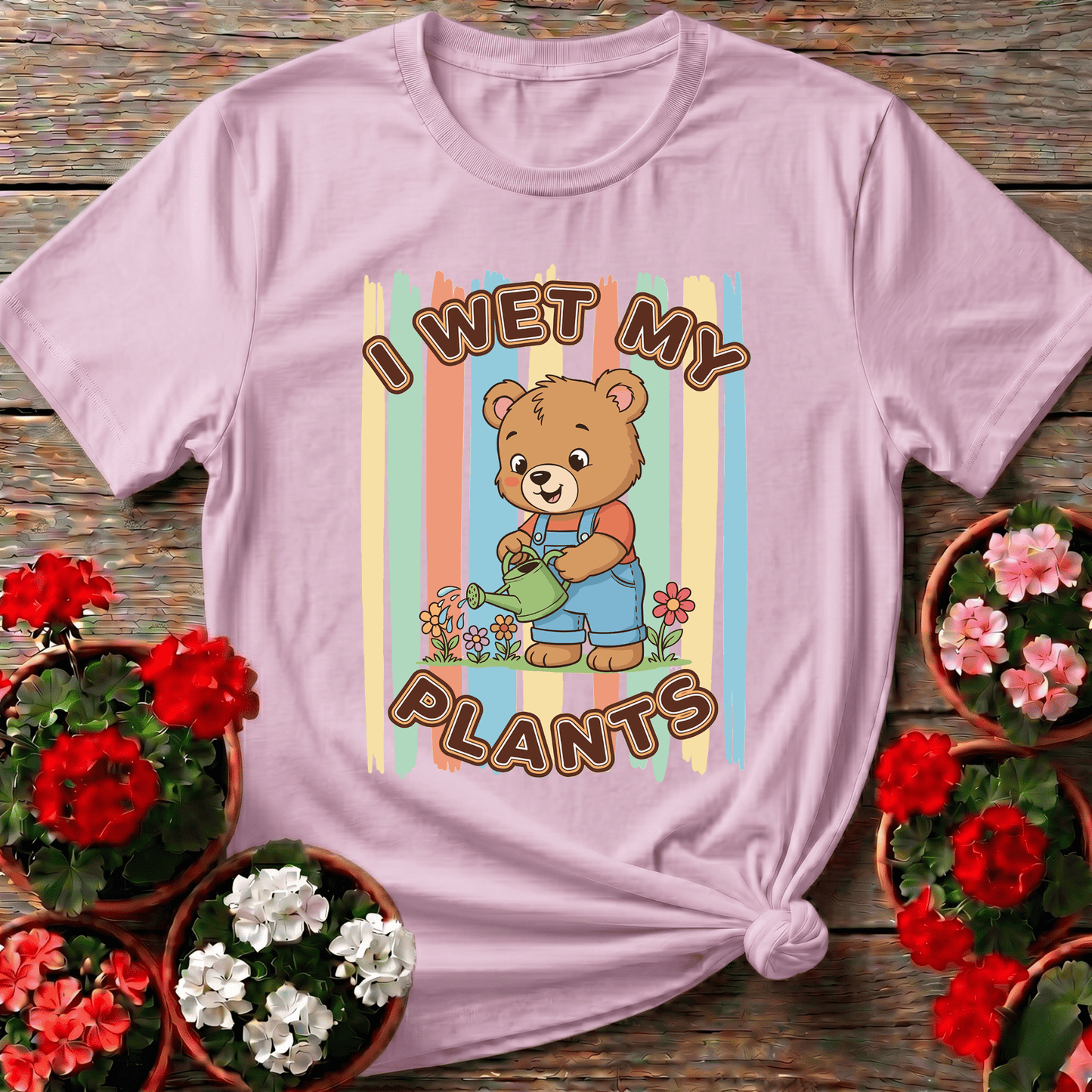 I Wet My Plants Cute Bear Gardener T-shirt - GardeningTshirts
