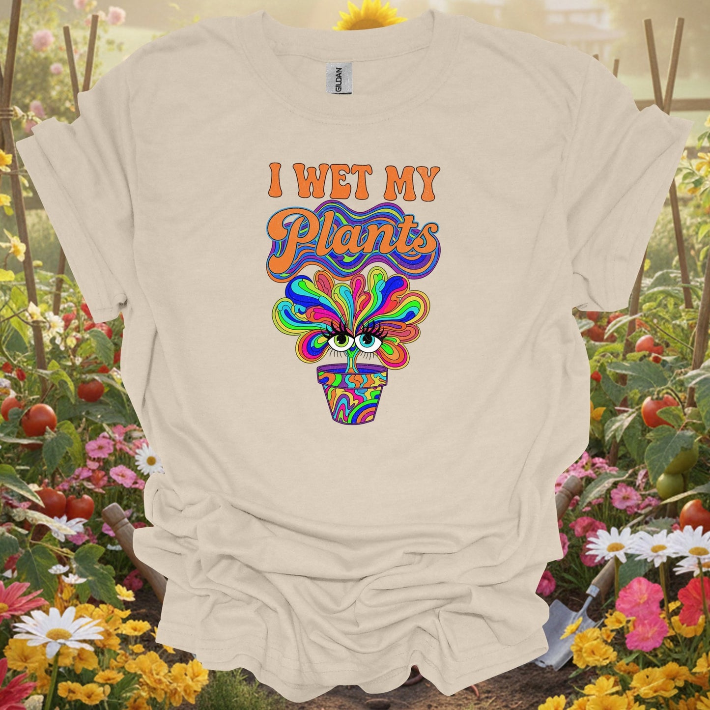 "I Wet My Plants" Psychedelic Hippie Gardening T-Shirt - GardeningTshirts