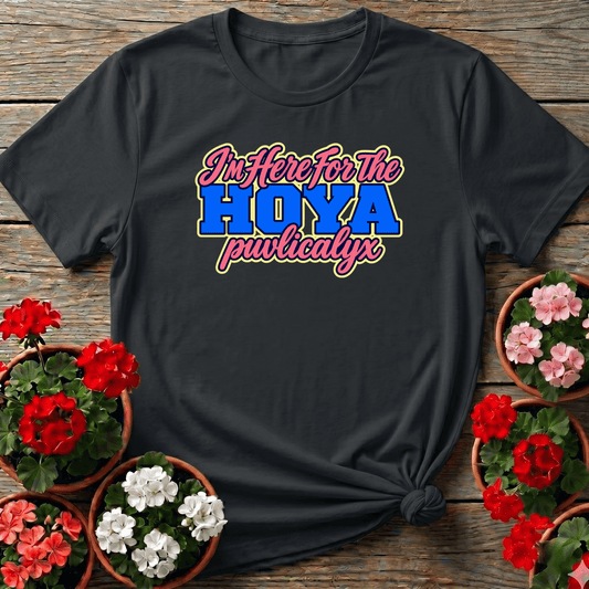 Black retro varsity hoya puvlicalyx gardening tee for indoor plant collectors