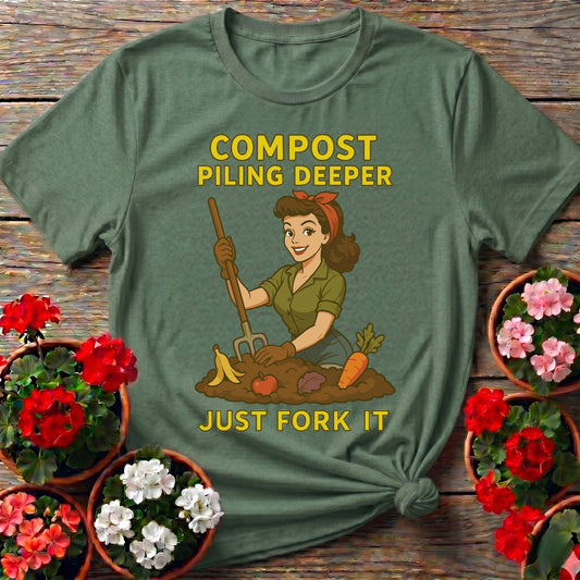 Just Fork It Retro Pinup Composting T-shirt - GardeningTshirts