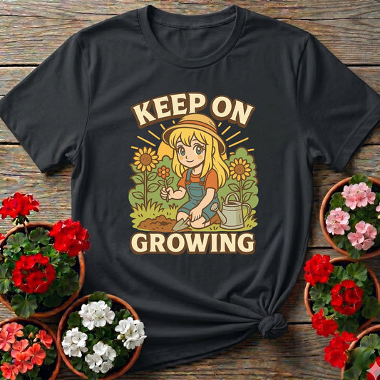 Keep On Growing Anime Motivational Sunflower Tee - GardeningTshirts
