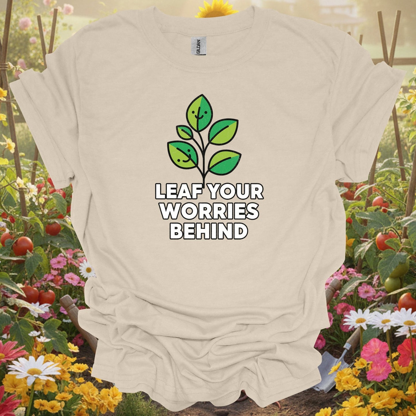 "Leaf Your Worries Behind" Cute Sprout Lover Positive Slogan Shirt - GardeningTshirts