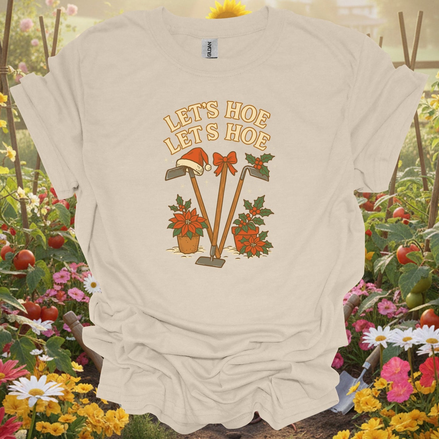 "Let's Hoe Let's Hoe" Cute Christmas Gardener T-Shirt - GardeningTshirts