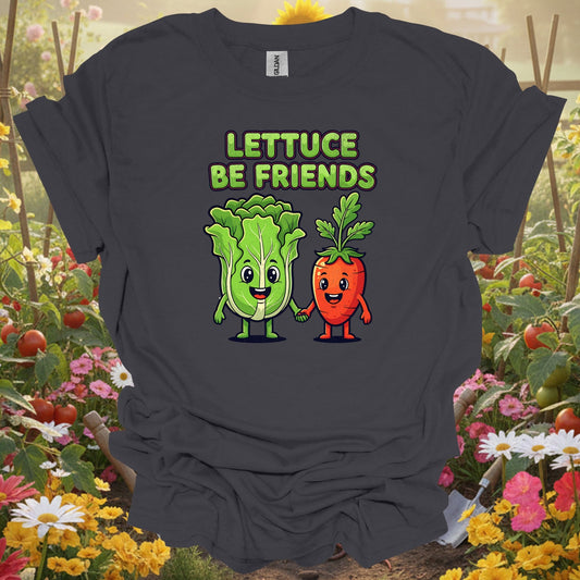 Charcoal tee showing lettuce be friends funny vegetable for plant lovers
