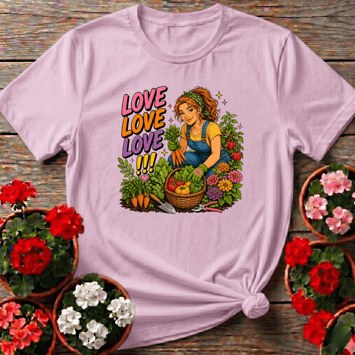 Love Love Love Gardening T-Shirt for Women Gardeners - GardeningTshirts