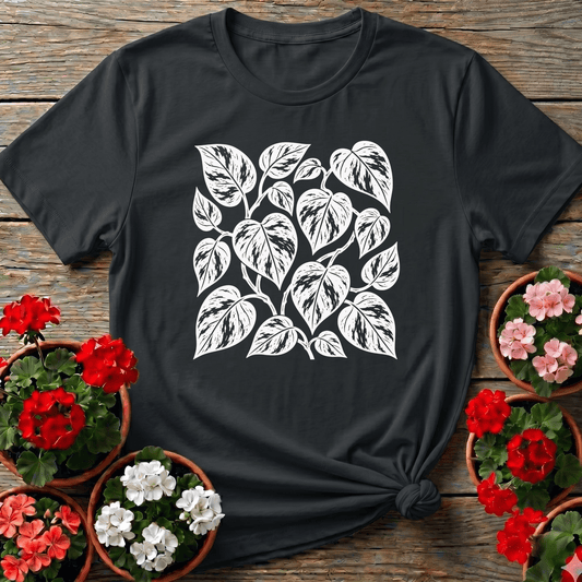 Marble Queen Pothos Leaf Print Gardening T-Shirt - GardeningTshirts
