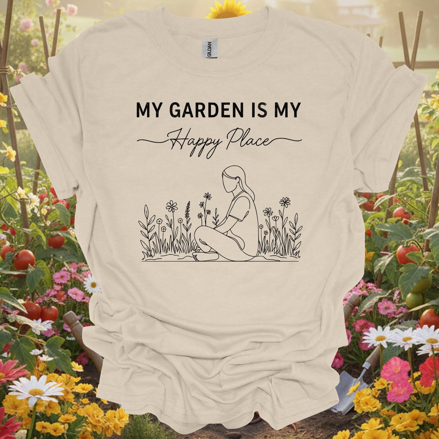 "My Garden Is My Happy Place" Minimalist T-Shirt - GardeningTshirts