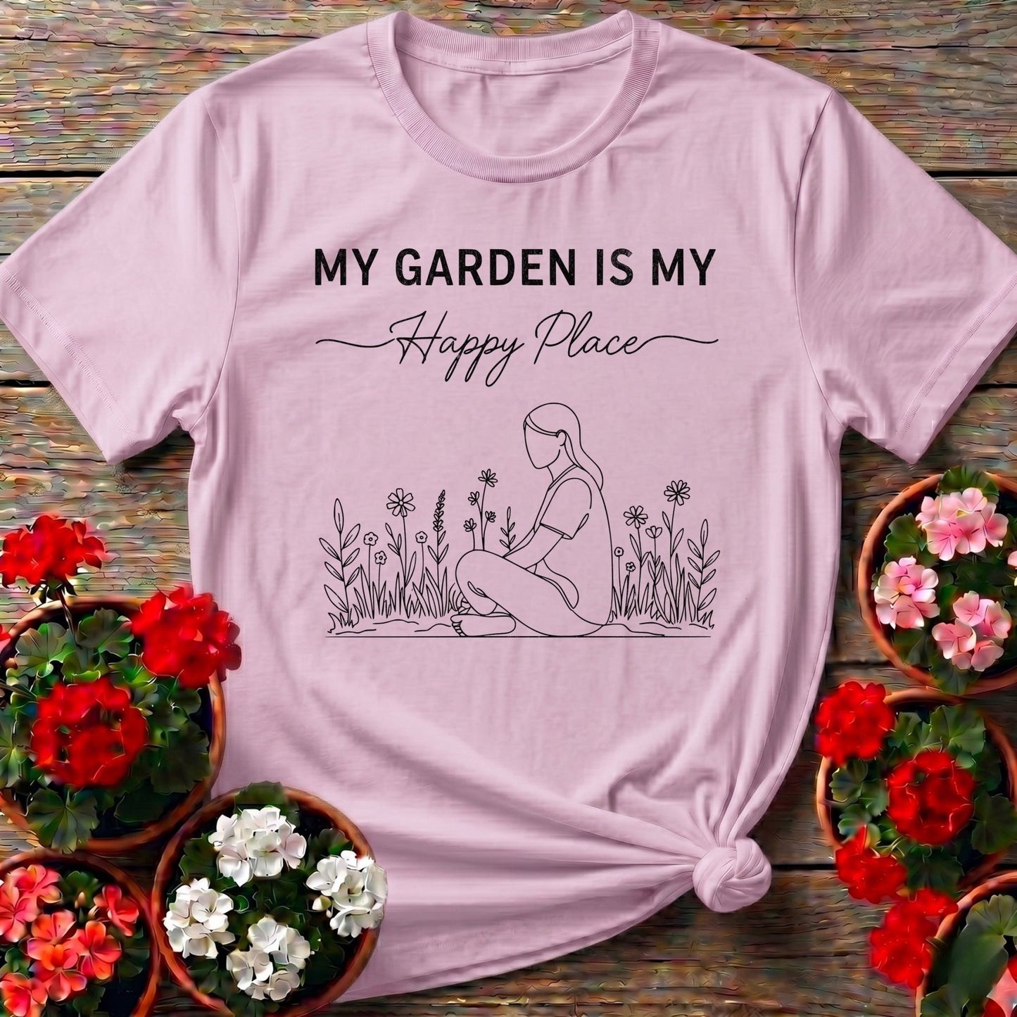 My Garden Is My Happy Place Minimalist Tee - GardeningTshirts