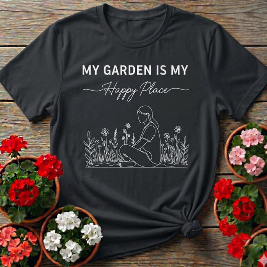 My Garden Is My Happy Place Minimalist Tee - GardeningTshirts