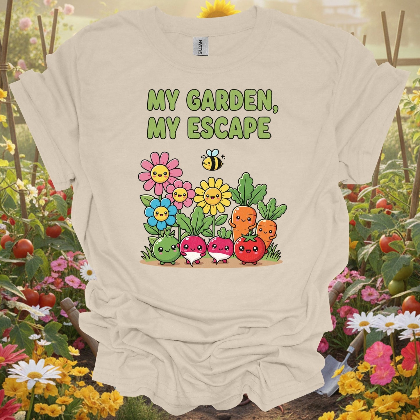 "My Garden My Escape" Cute Kawaii Vegetable T-Shirt - GardeningTshirts