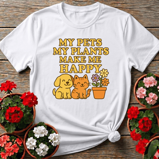 My Pets My Plants Make Me Happy Kawaii Tee - GardeningTshirts