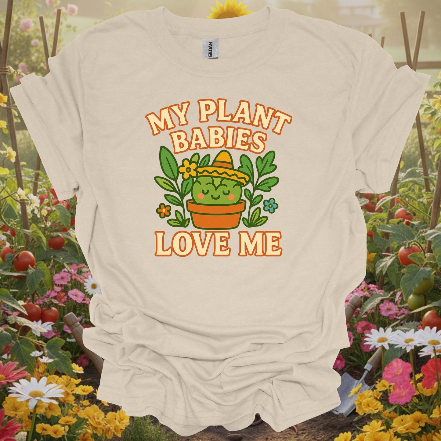 Natural tshirt showing my plant babies love me funny kawaii succulent for people who love plants