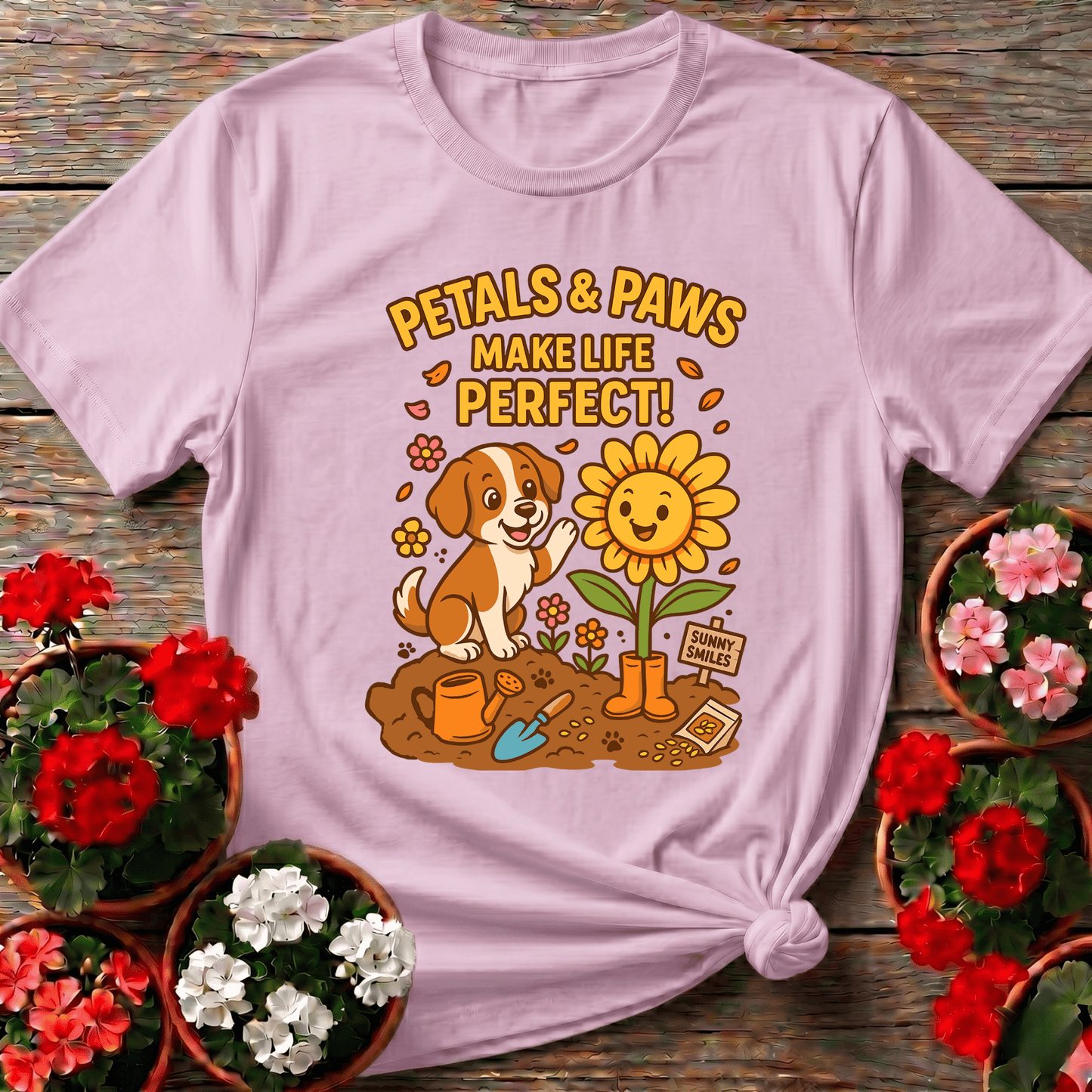 Petals and Paws Make Life Perfect Gardening Tee - GardeningTshirts